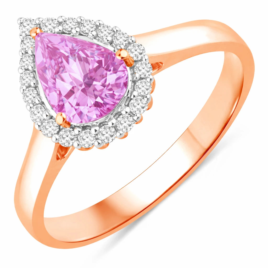 Halo Pear Cut Diamond Accent Ring