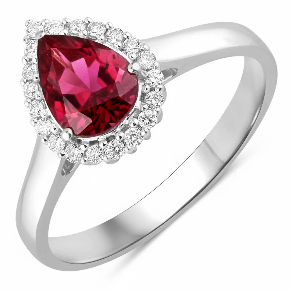Halo Pear Cut Diamond Accent Ring