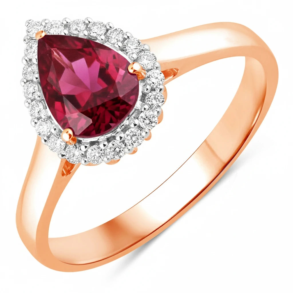 Halo Pear Cut Diamond Accent Ring