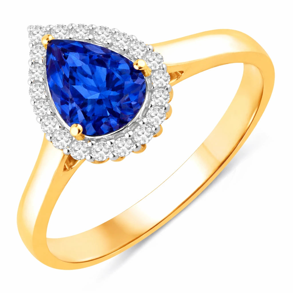 Halo Pear Cut Diamond Accent Ring