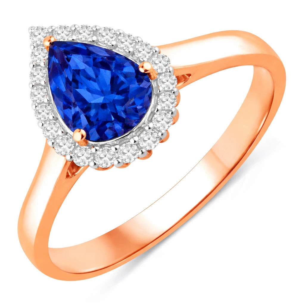 Halo Pear Cut Diamond Accent Ring