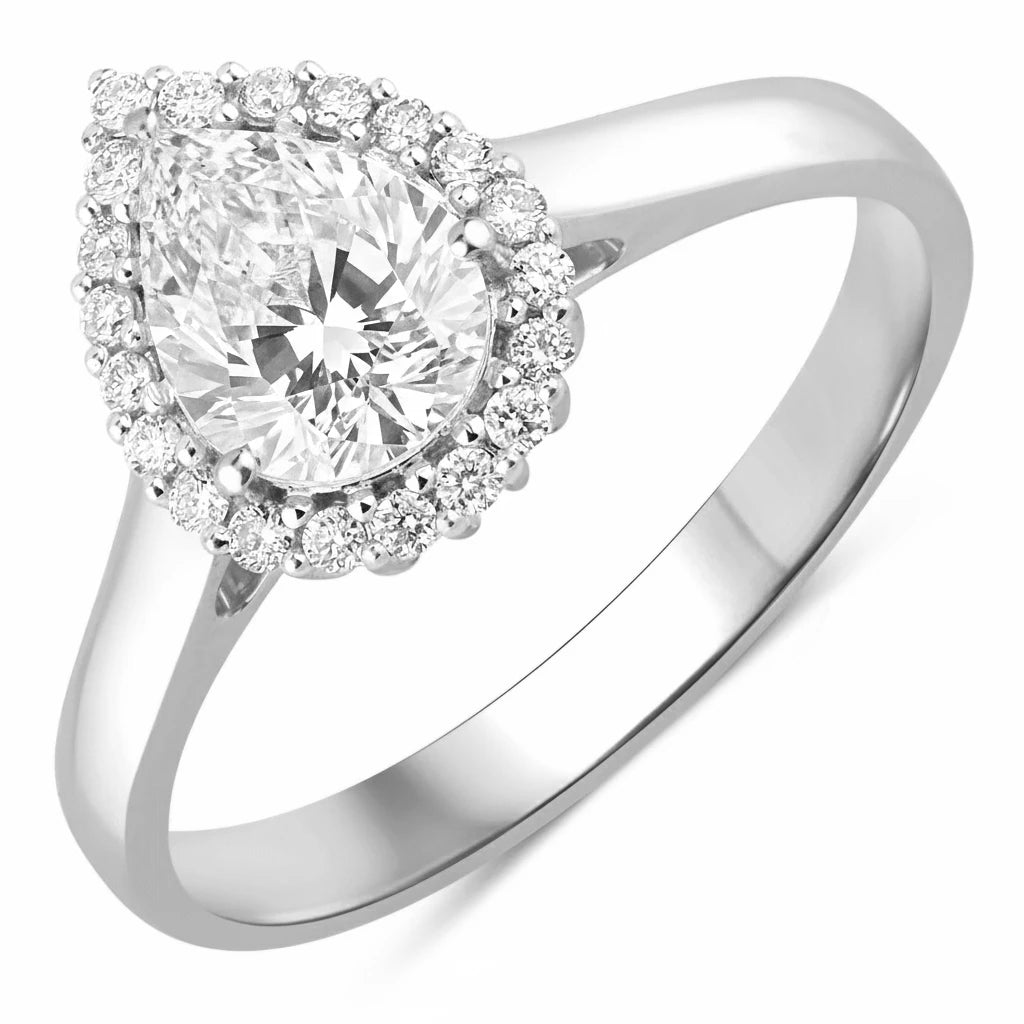 Halo Pear Cut Diamond Accent Ring