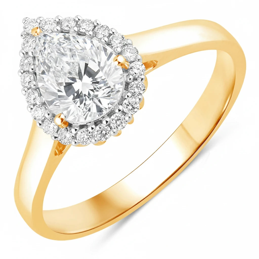 Halo Pear Cut Diamond Accent Ring