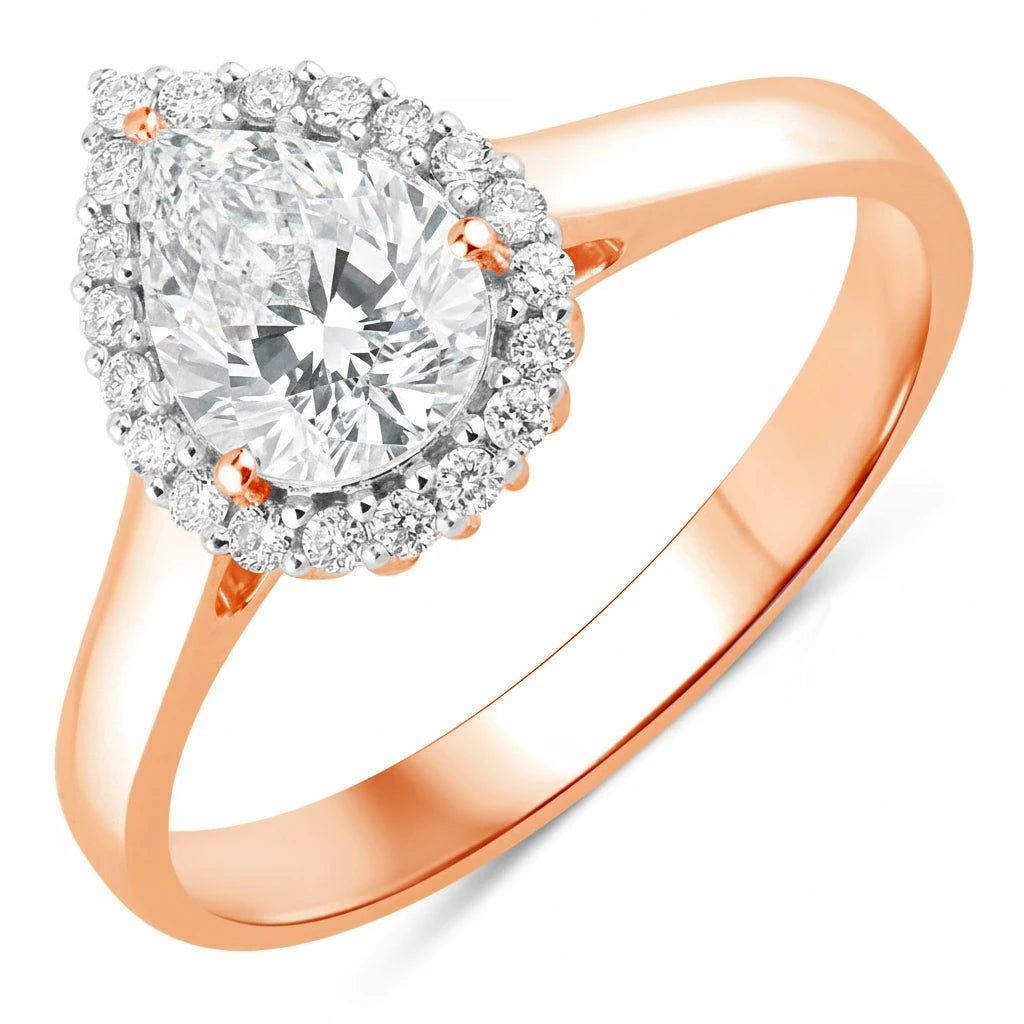 Halo Pear Cut Diamond Accent Ring