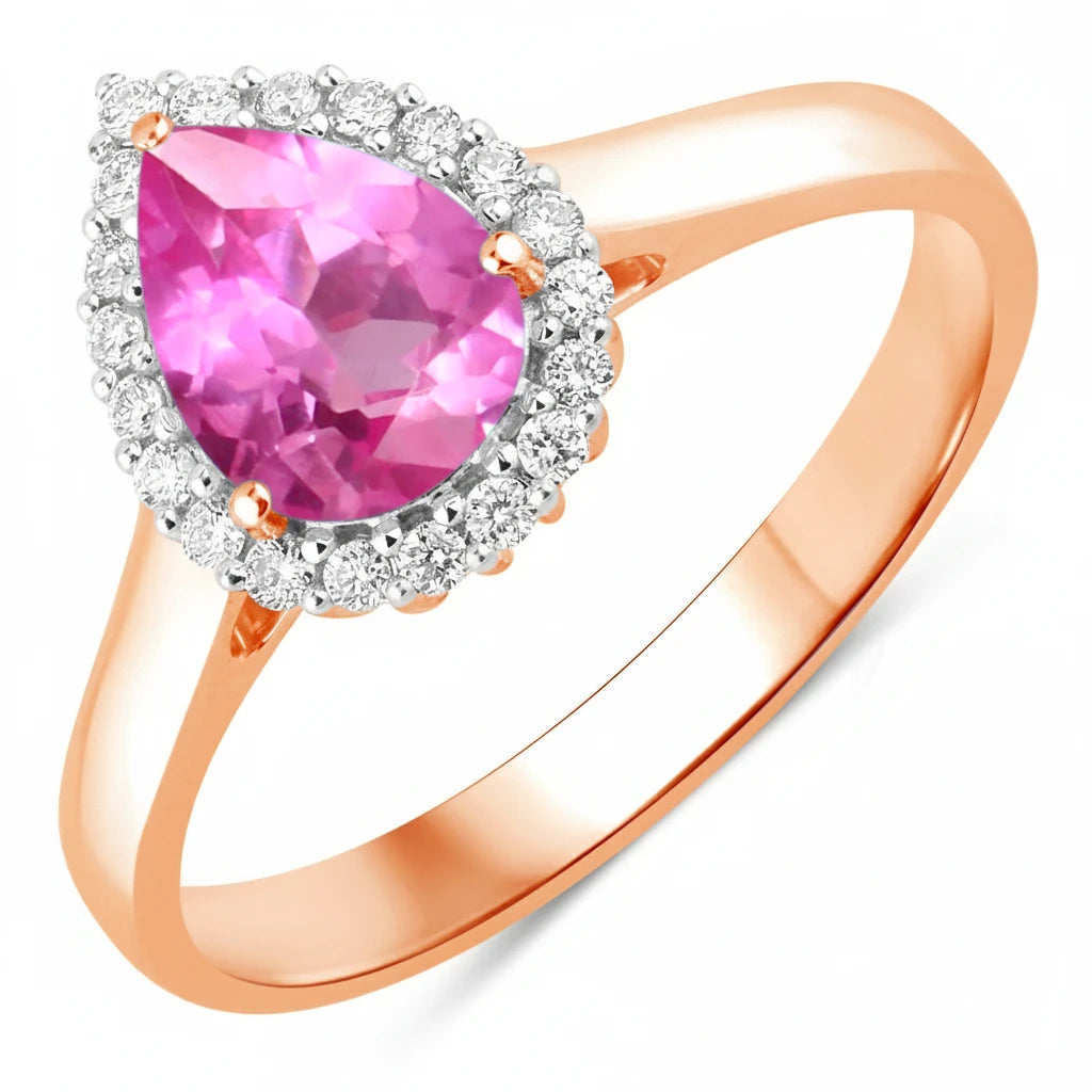 Halo Pear Cut Diamond Accent Ring