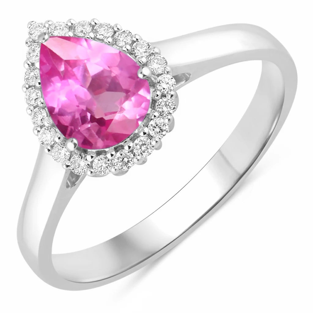 Halo Pear Cut Diamond Accent Ring