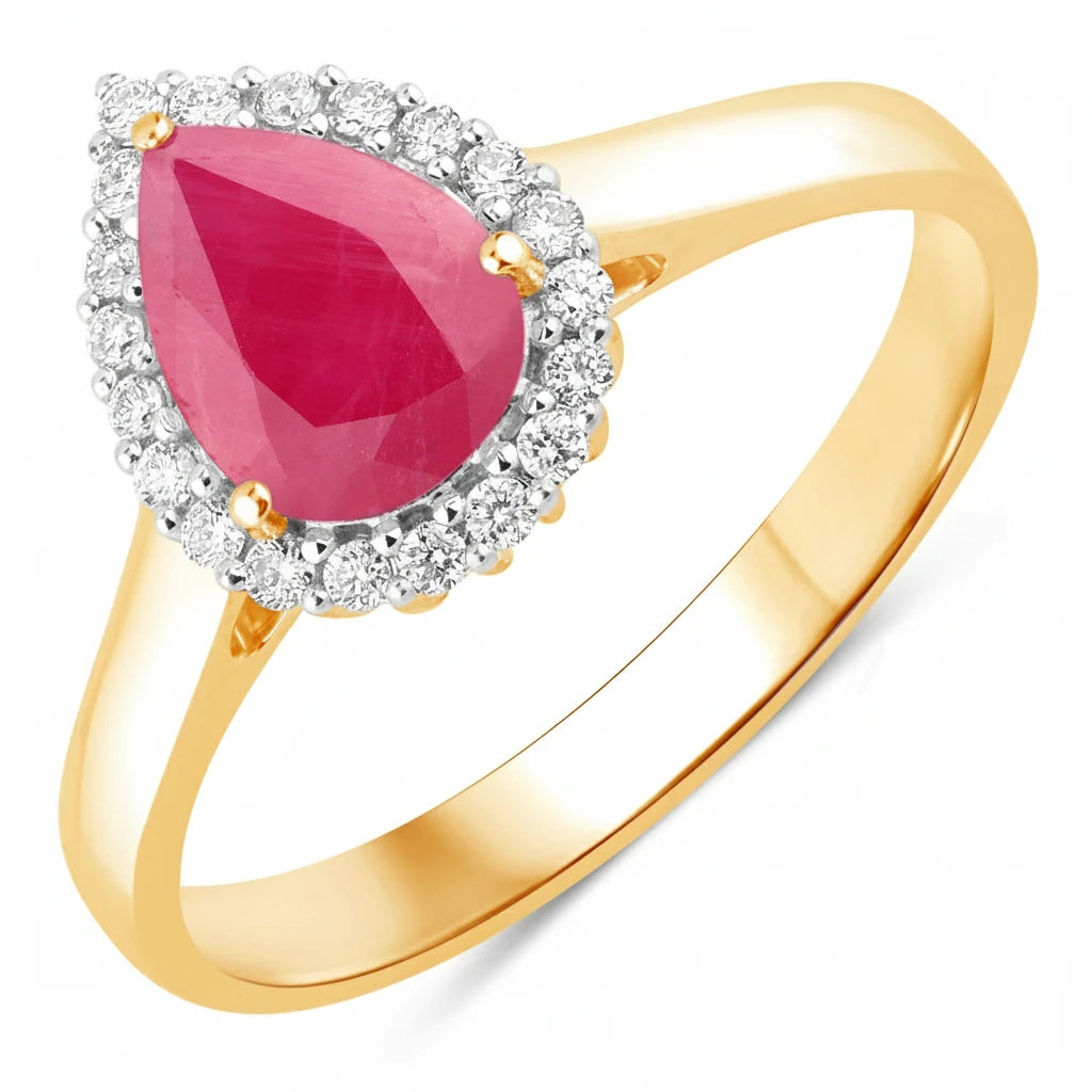 Halo Pear Cut Diamond Accent Ring