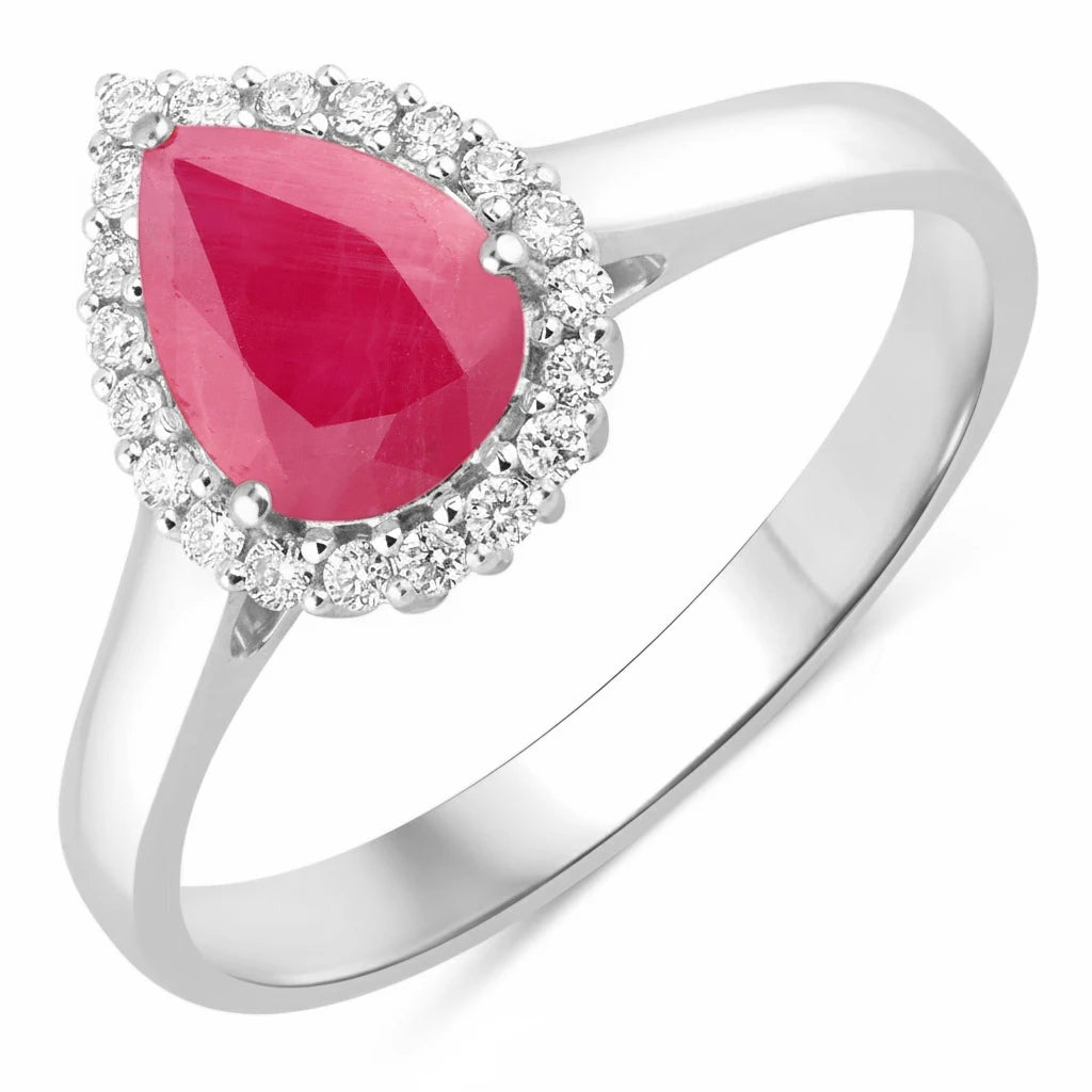 Halo Pear Cut Diamond Accent Ring