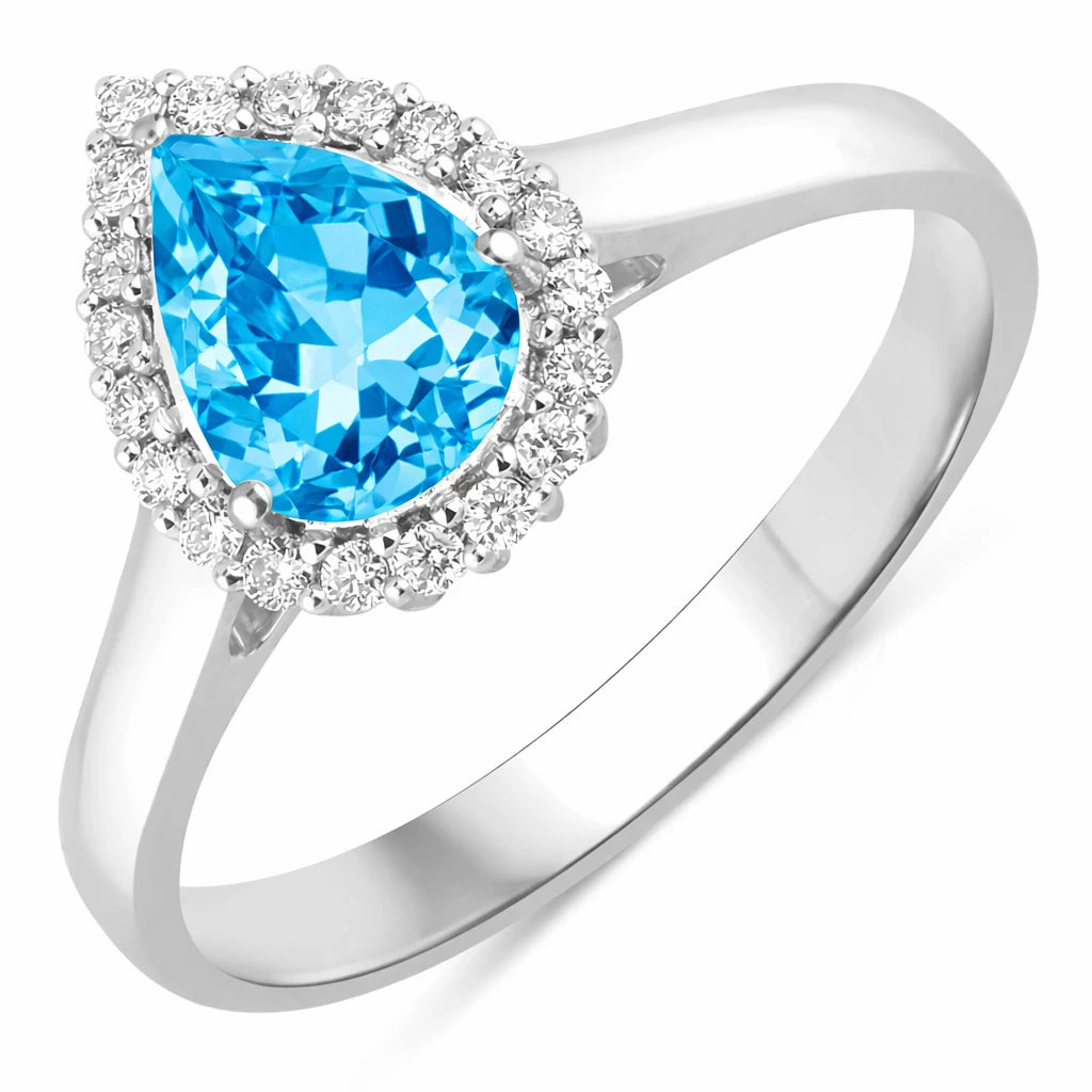 Halo Pear Cut Diamond Accent Ring