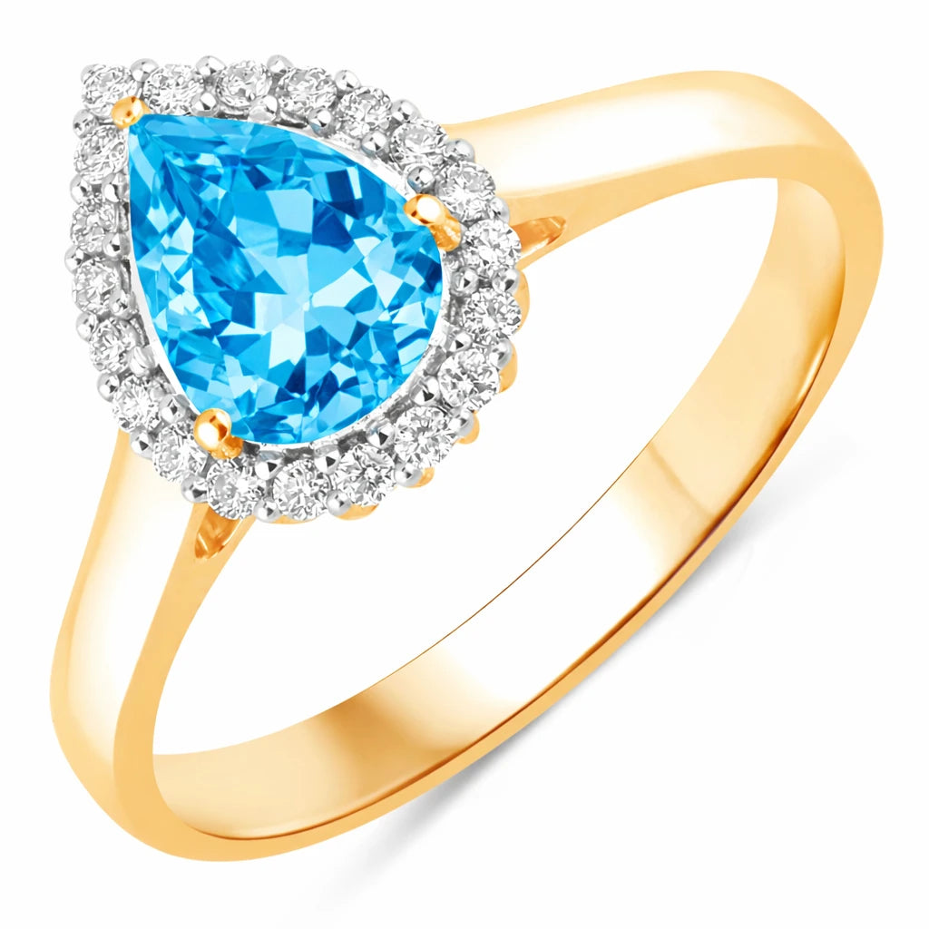 Halo Pear Cut Diamond Accent Ring