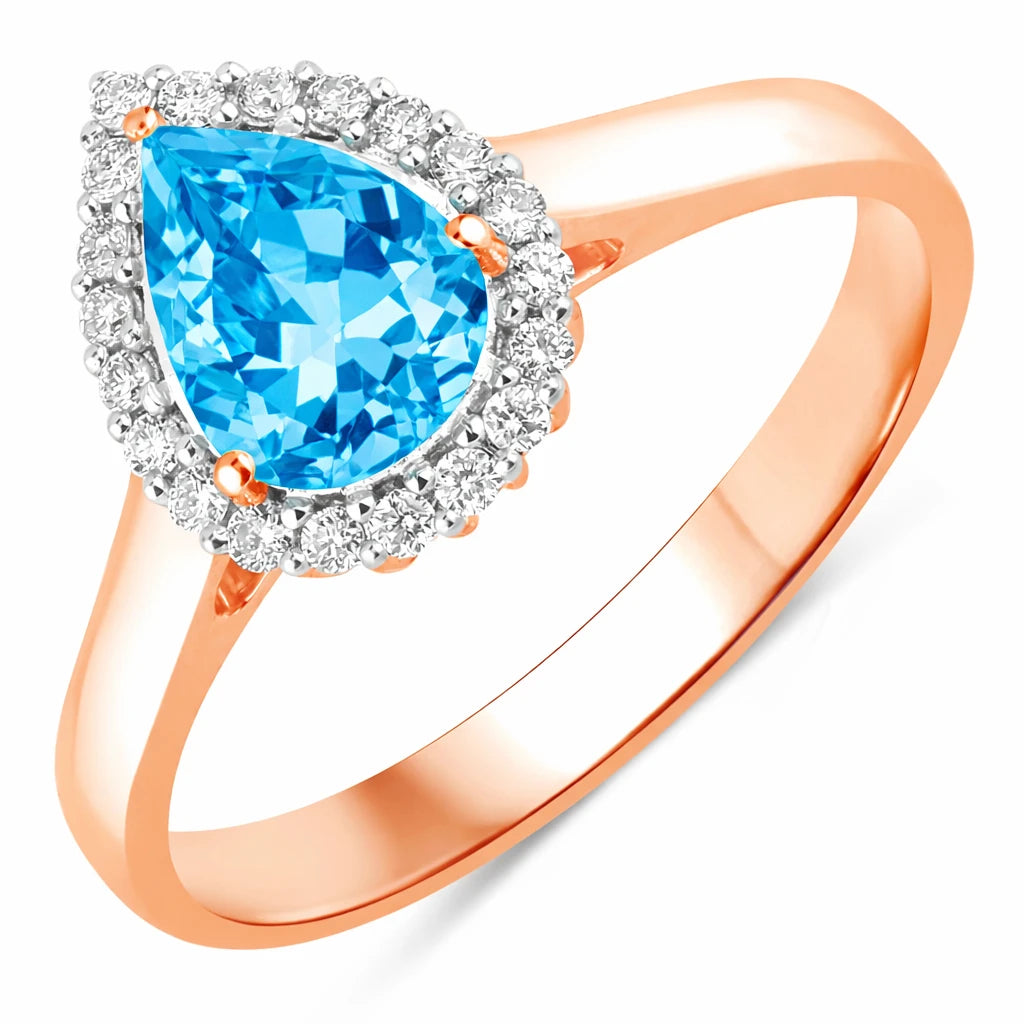 Halo Pear Cut Diamond Accent Ring