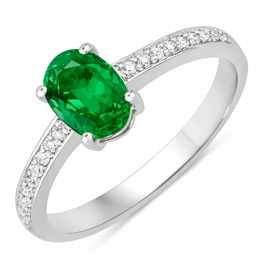 Classic Oval Cut Diamond Accent Ring