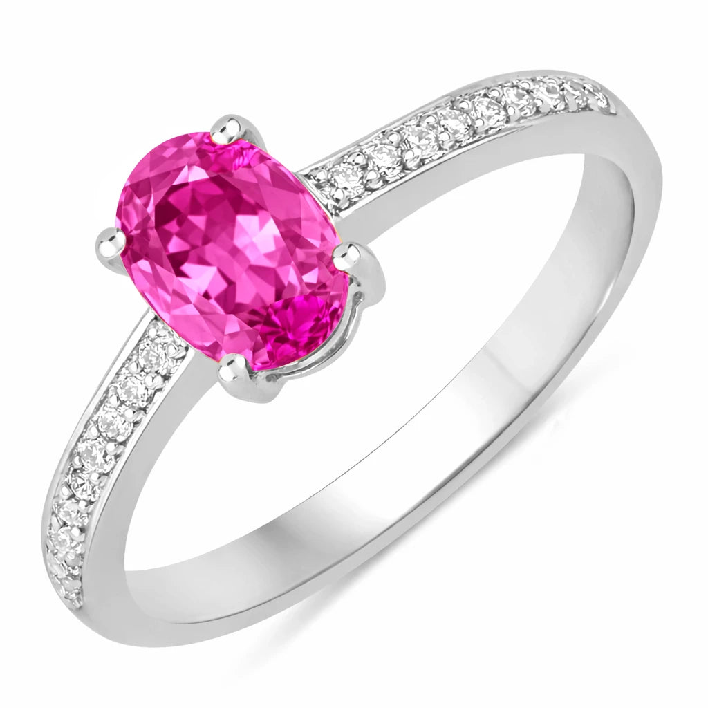 Classic Oval Cut Diamond Accent Ring