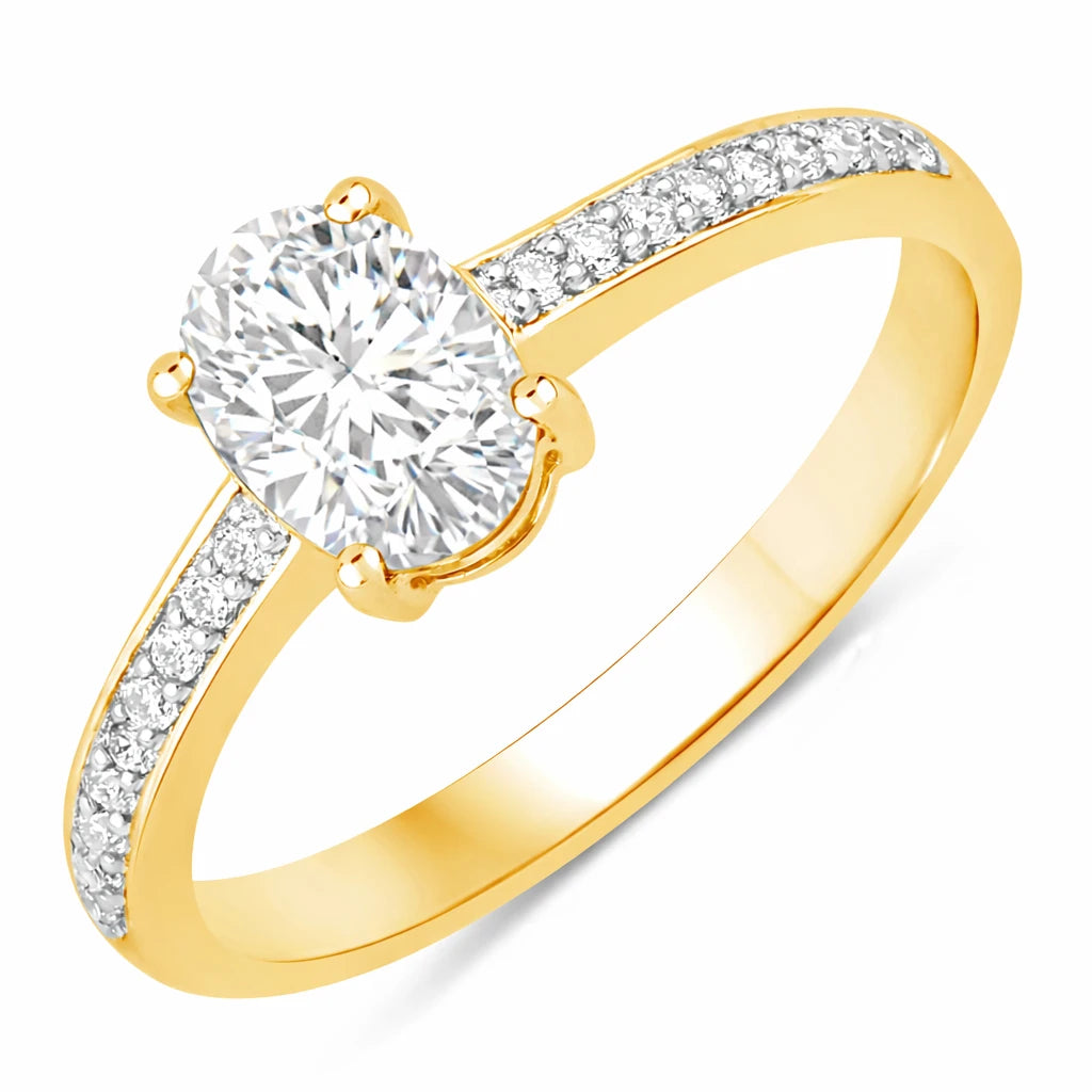 Classic Oval Cut Diamond Accent Ring