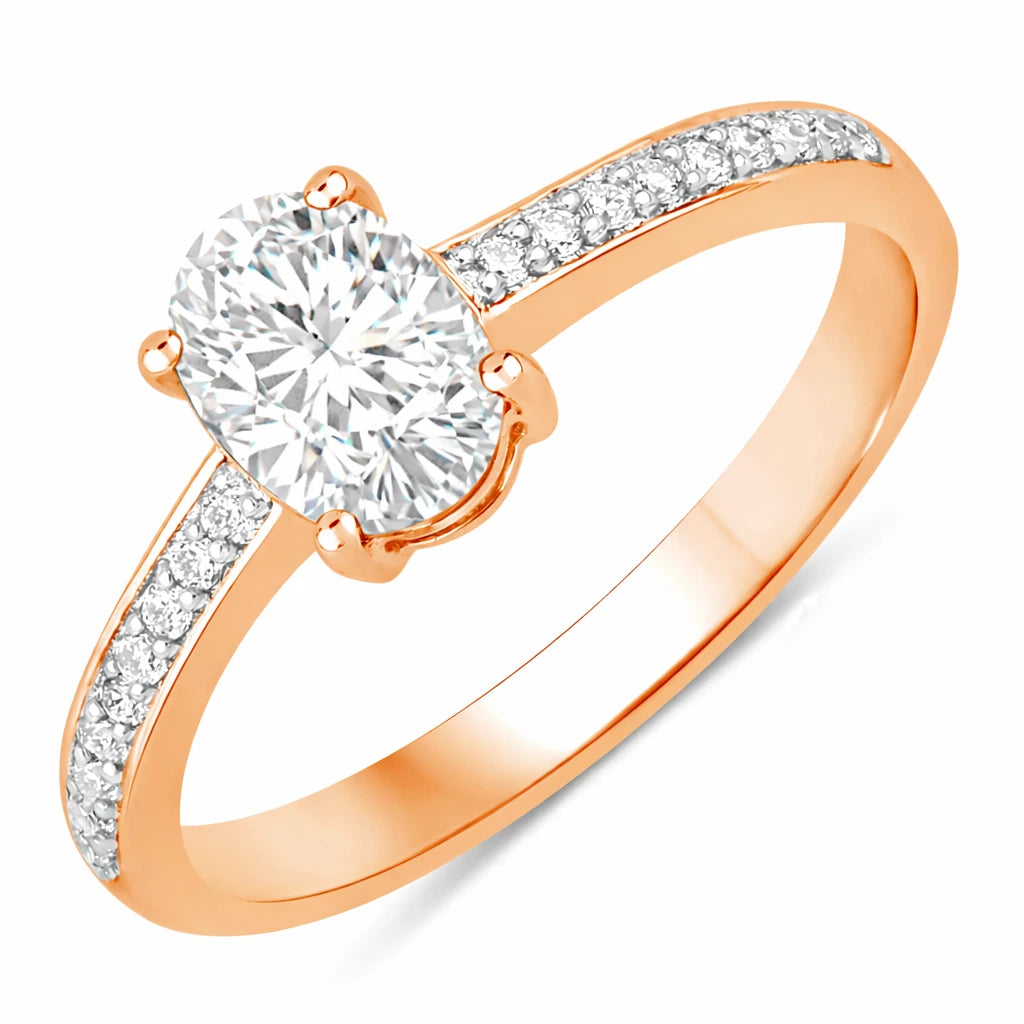 Classic Oval Cut Diamond Accent Ring