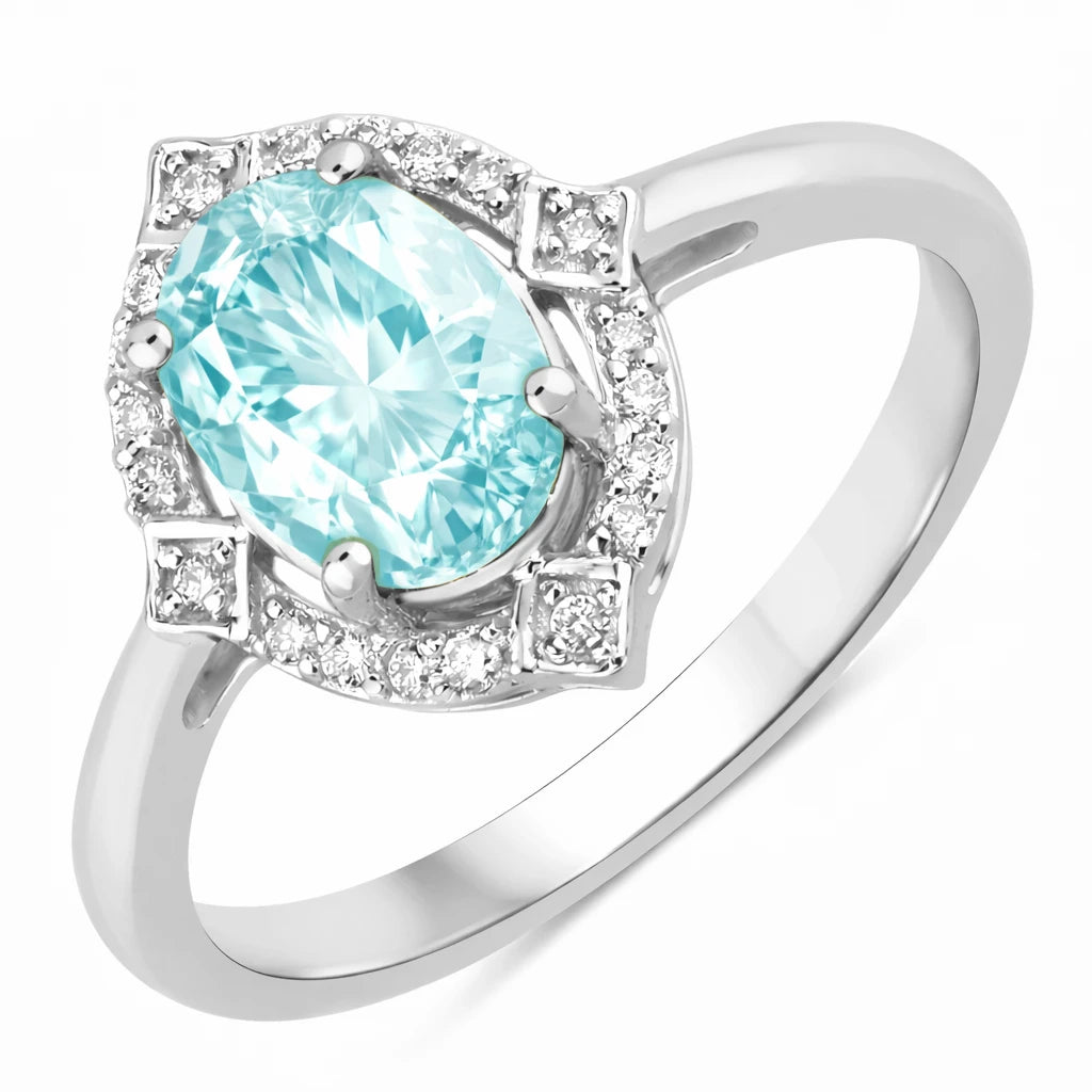 Art Deco Oval Cut Diamond Accent Ring