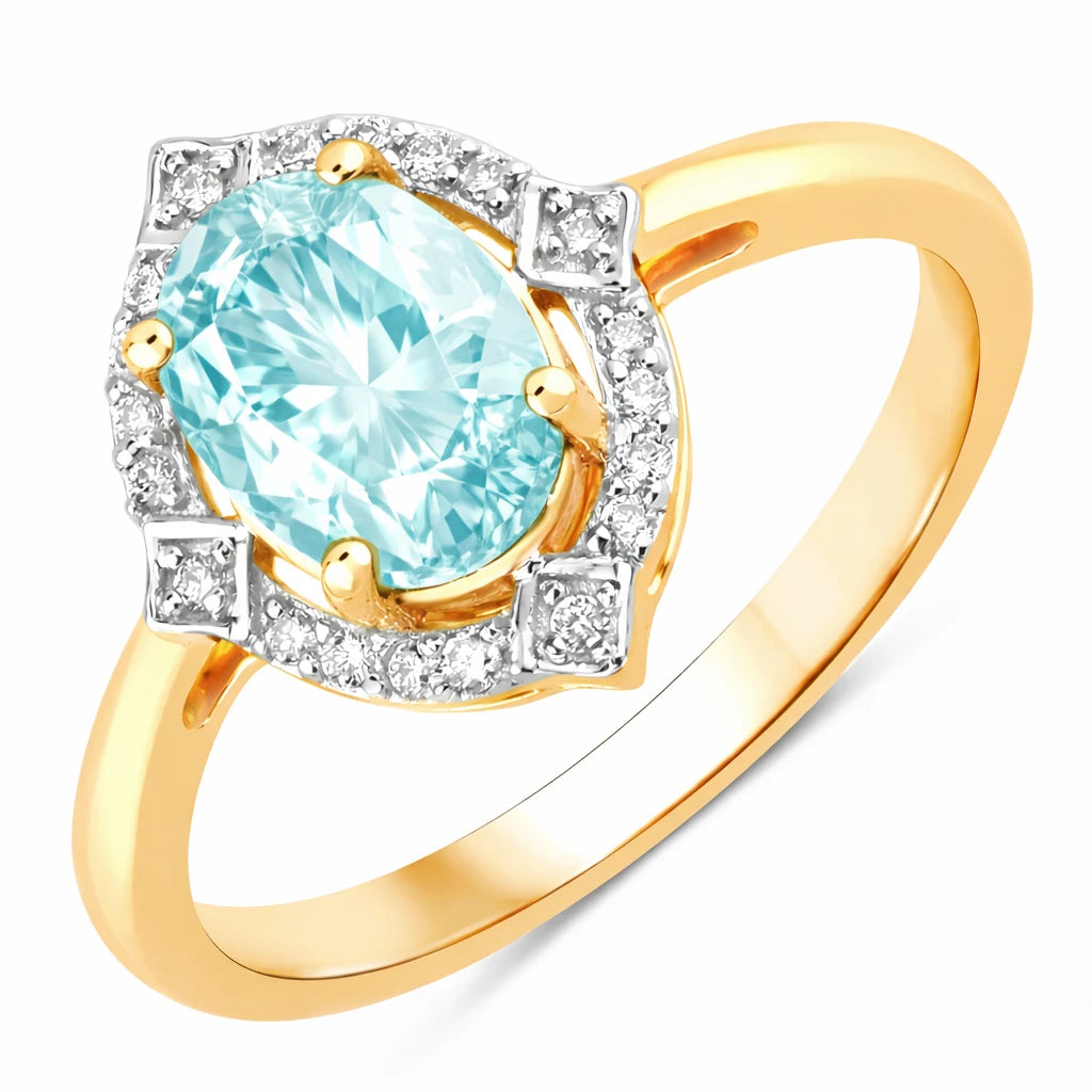 Art Deco Oval Cut Diamond Accent Ring