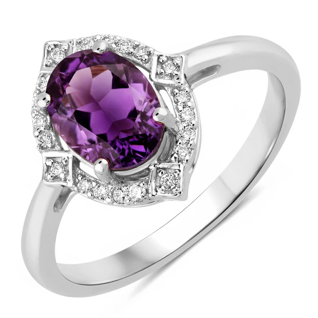 Art Deco Oval Cut Diamond Accent Ring