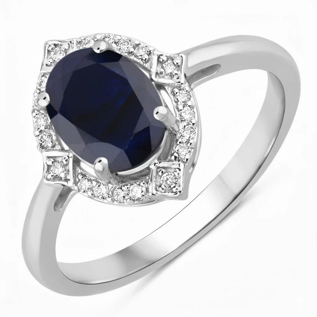 Art Deco Oval Cut Diamond Accent Ring