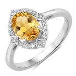 Art Deco Oval Cut Diamond Accent Ring
