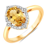 Art Deco Oval Cut Diamond Accent Ring