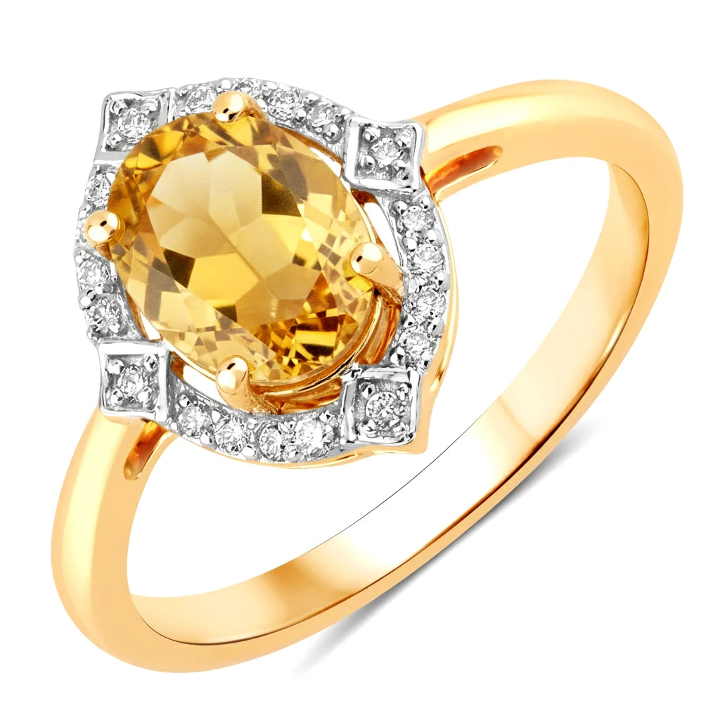 Art Deco Oval Cut Diamond Accent Ring