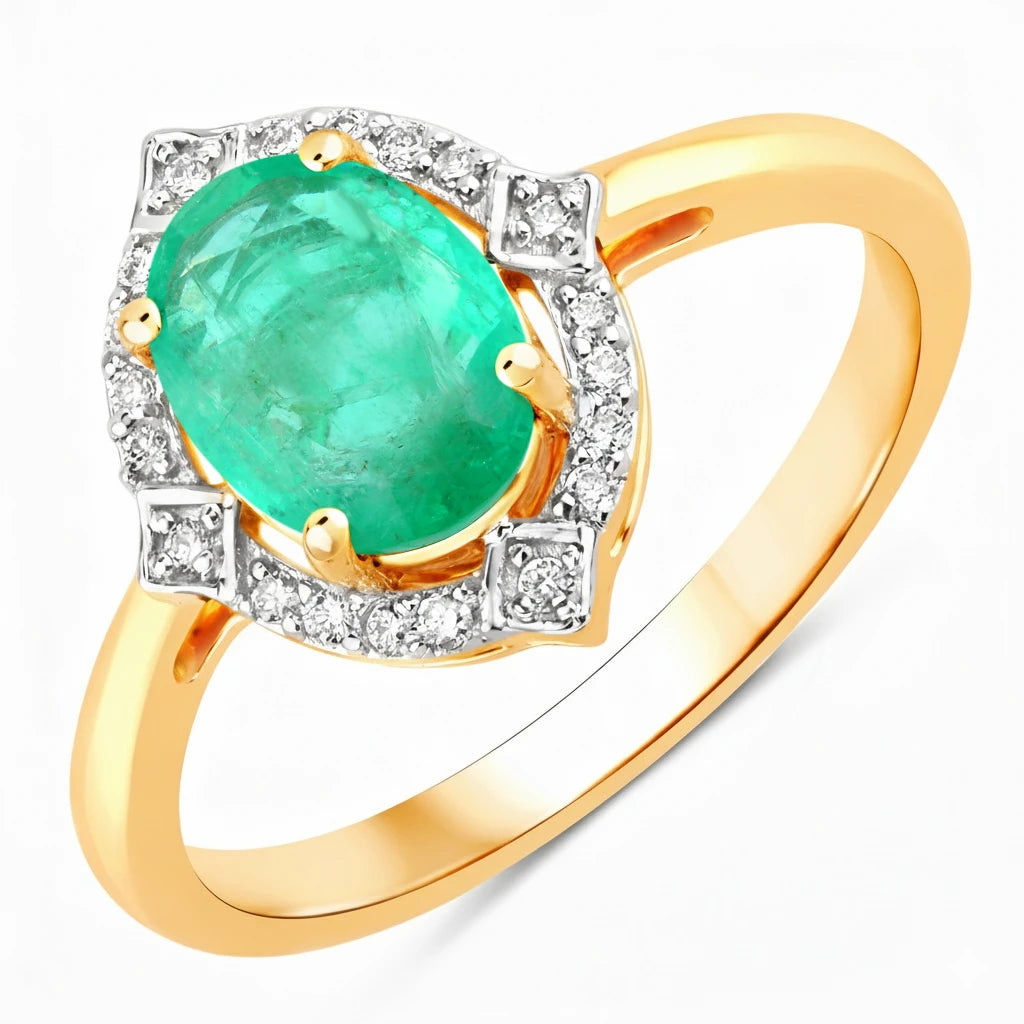 Art Deco Oval Cut Diamond Accent Ring