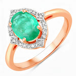 Art Deco Oval Cut Diamond Accent Ring