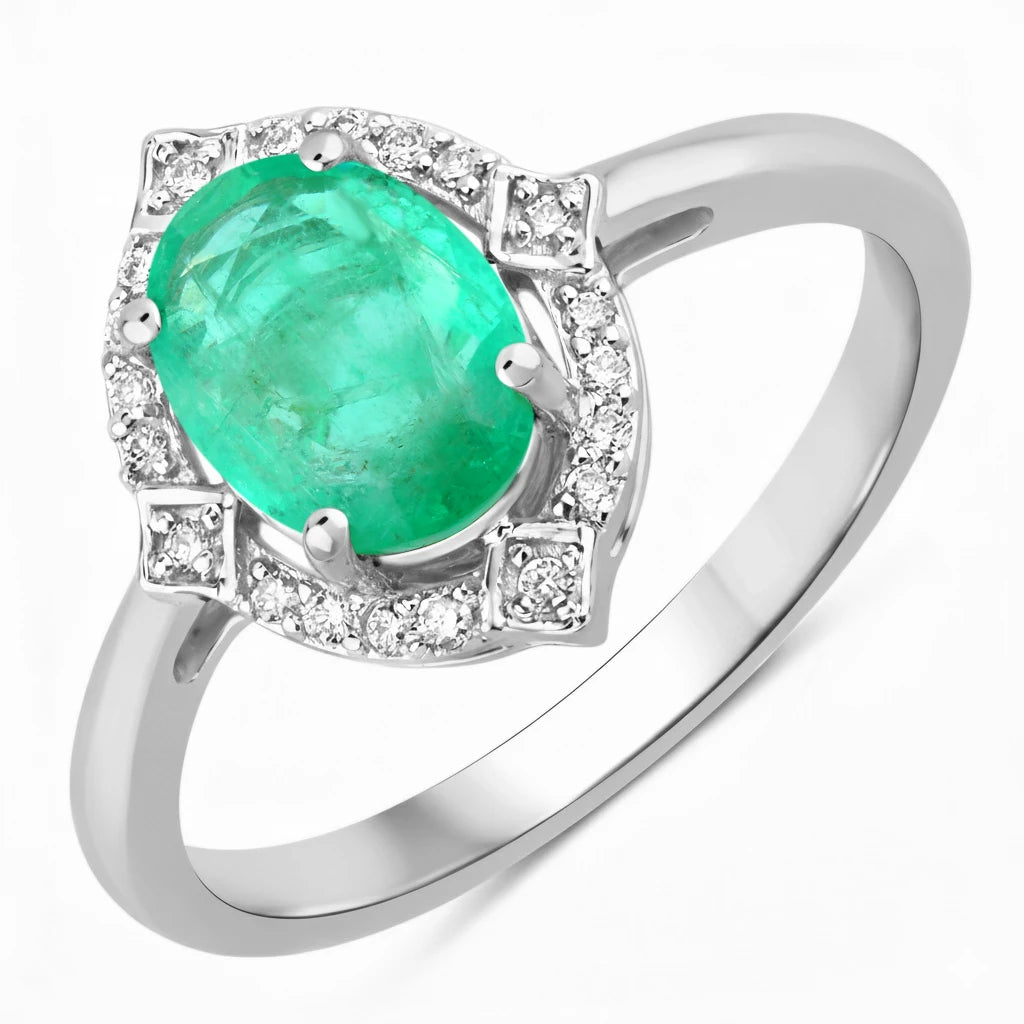 Art Deco Oval Cut Diamond Accent Ring