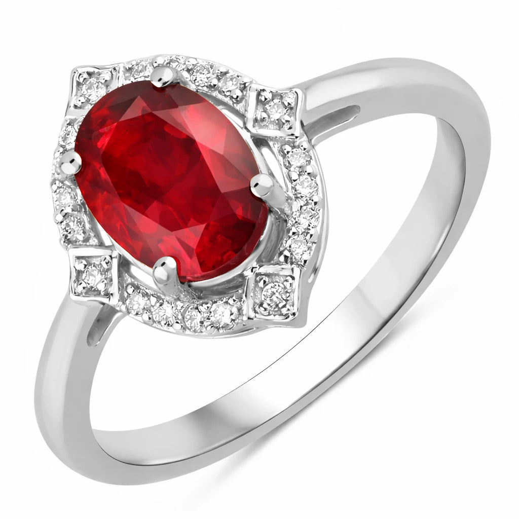 Art Deco Oval Cut Diamond Accent Ring