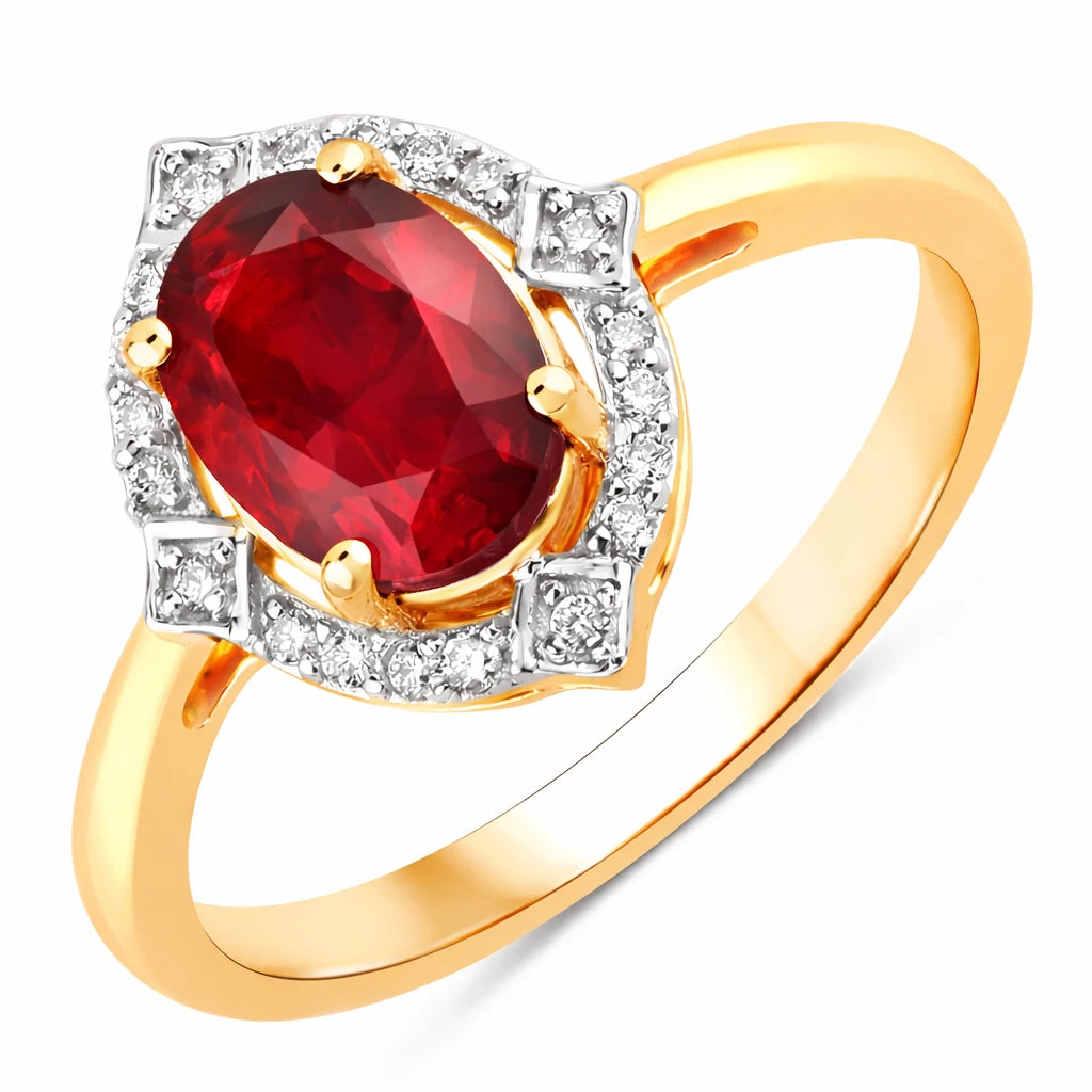 Art Deco Oval Cut Diamond Accent Ring