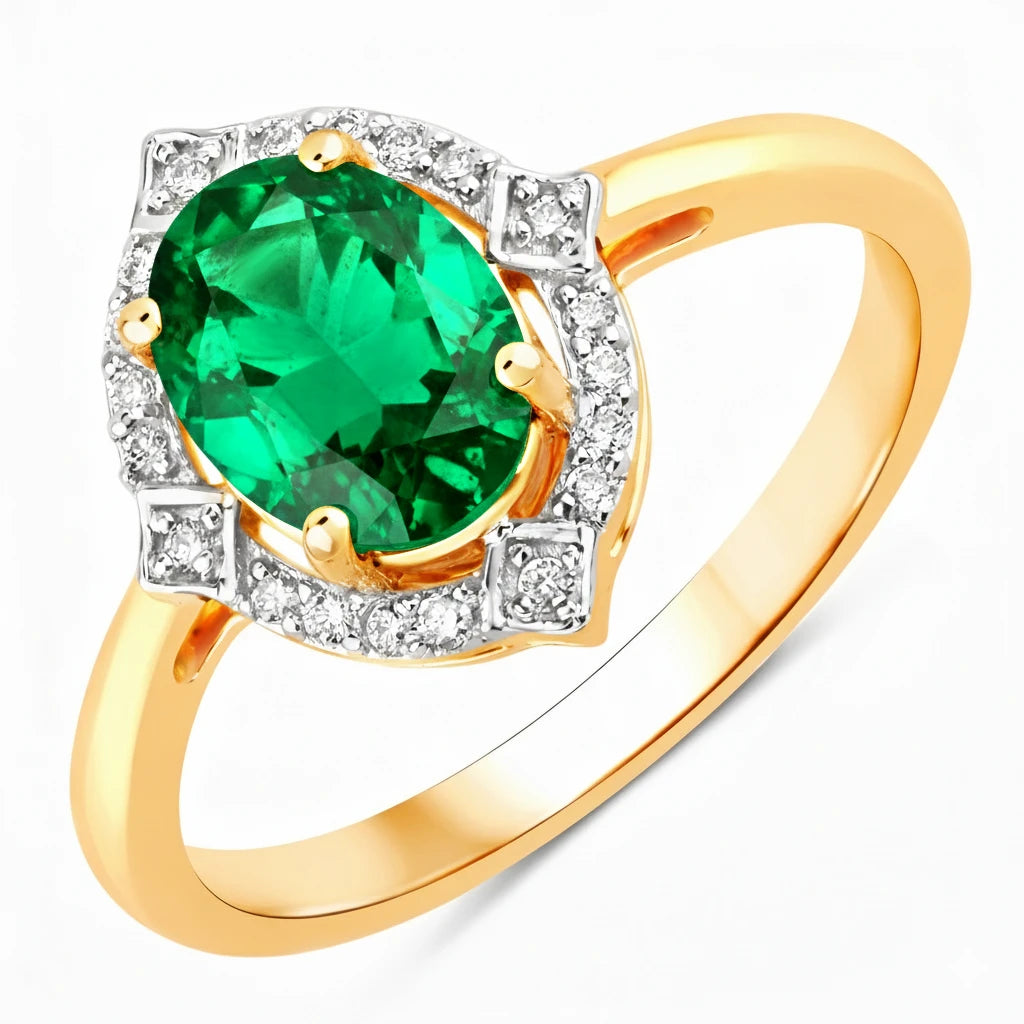 Art Deco Oval Cut Diamond Accent Ring