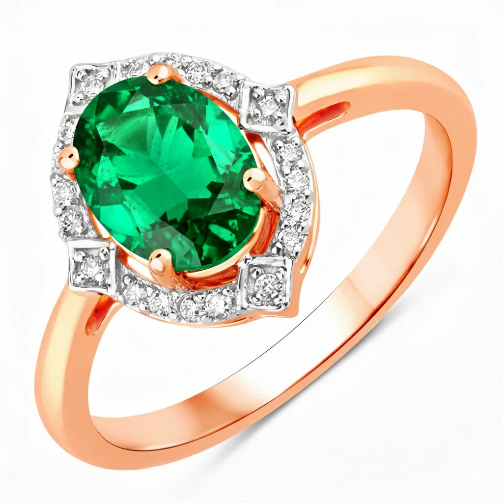 Art Deco Oval Cut Diamond Accent Ring