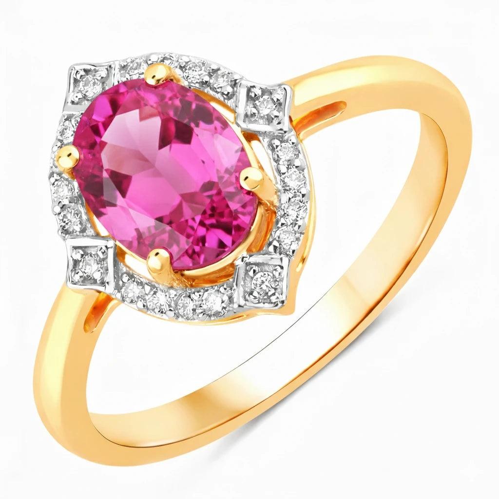 Art Deco Oval Cut Diamond Accent Ring