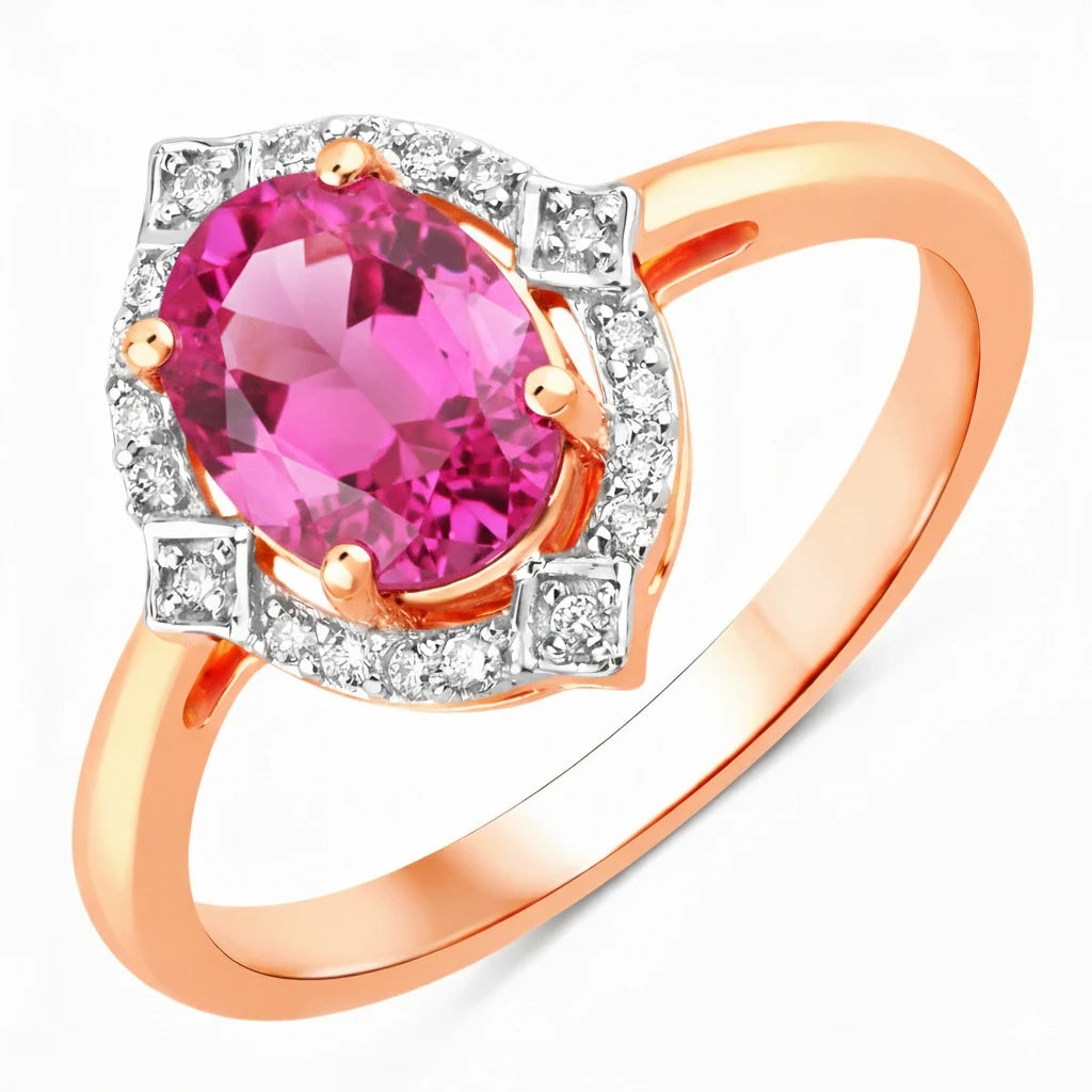 Art Deco Oval Cut Diamond Accent Ring