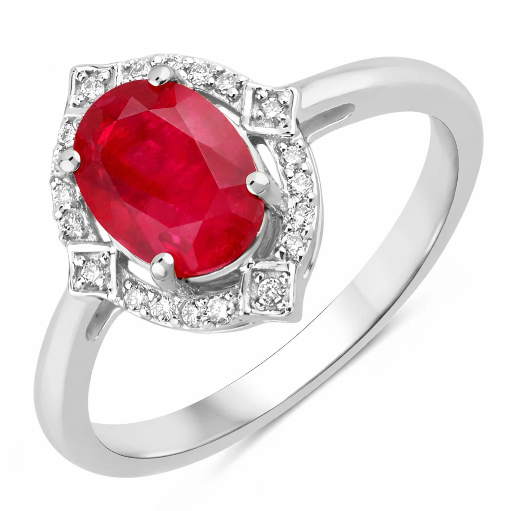 Art Deco Oval Cut Diamond Accent Ring