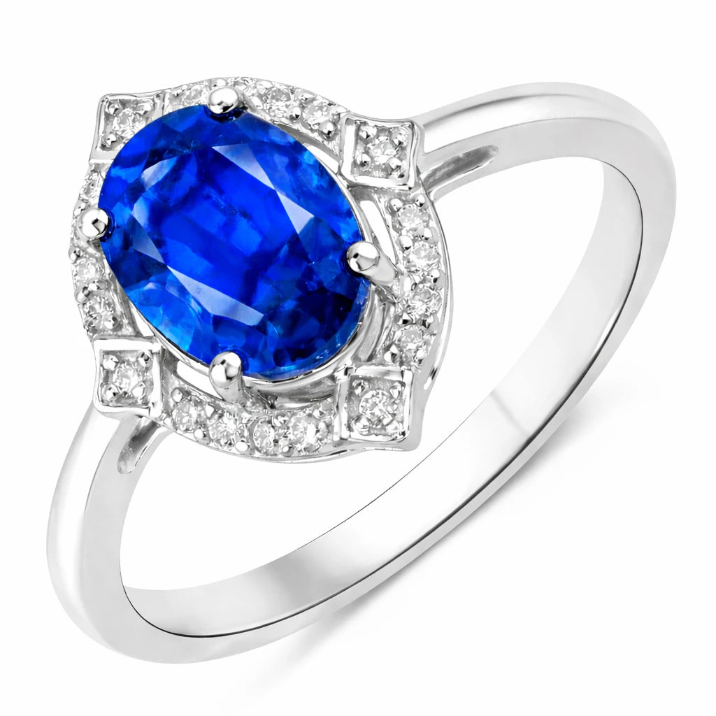Art Deco Oval Cut Diamond Accent Ring