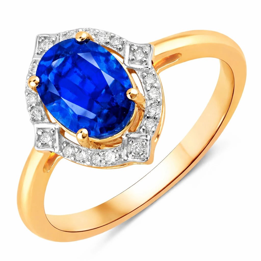 Art Deco Oval Cut Diamond Accent Ring