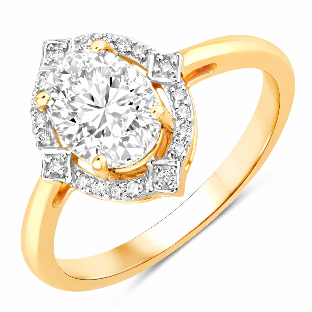 Art Deco Oval Cut Diamond Accent Ring
