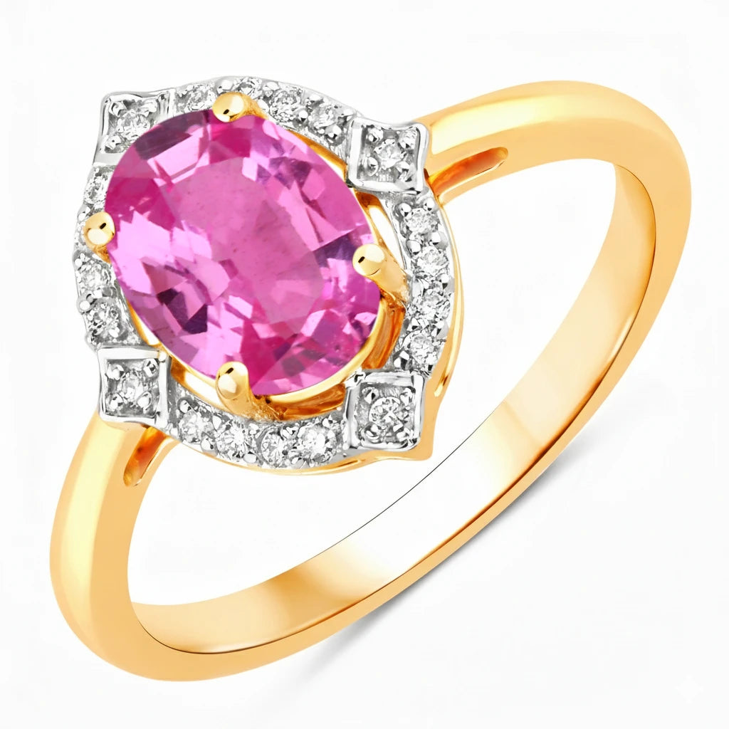 Art Deco Oval Cut Diamond Accent Ring