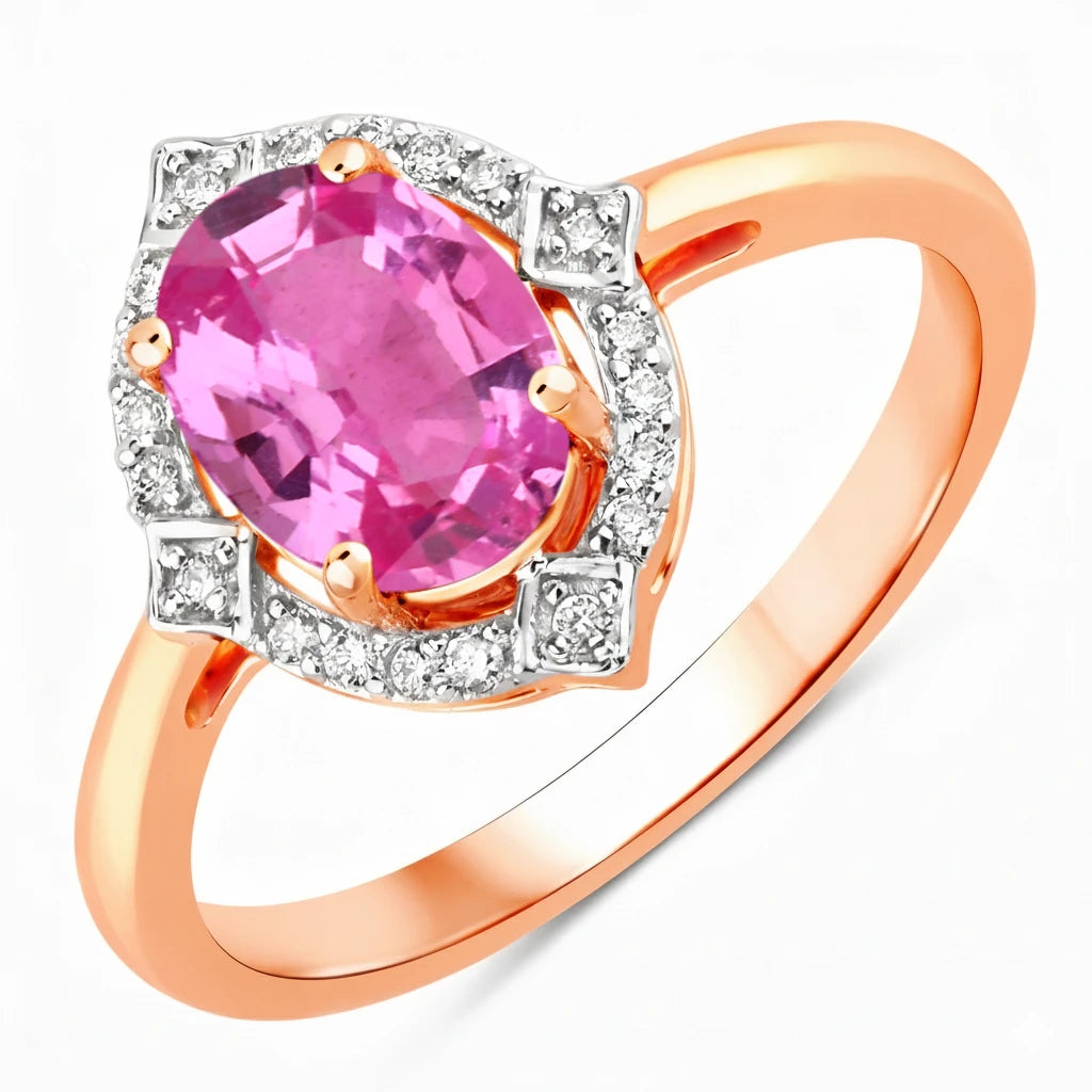 Art Deco Oval Cut Diamond Accent Ring