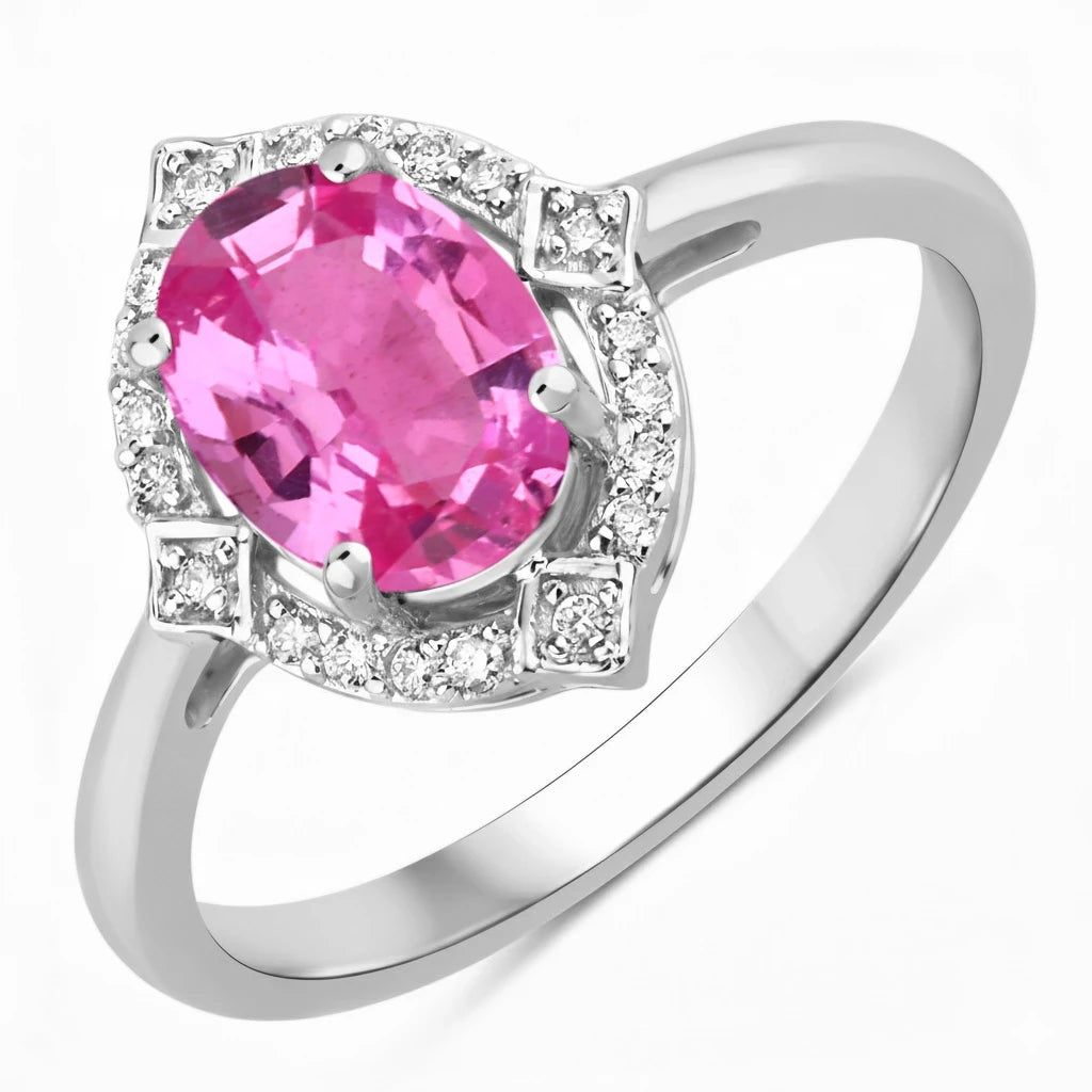 Art Deco Oval Cut Diamond Accent Ring