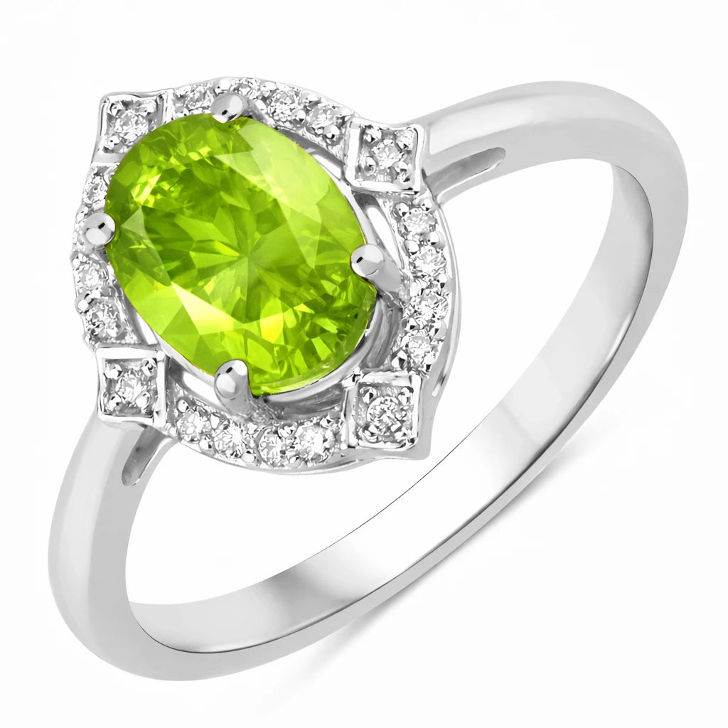 Art Deco Oval Cut Diamond Accent Ring