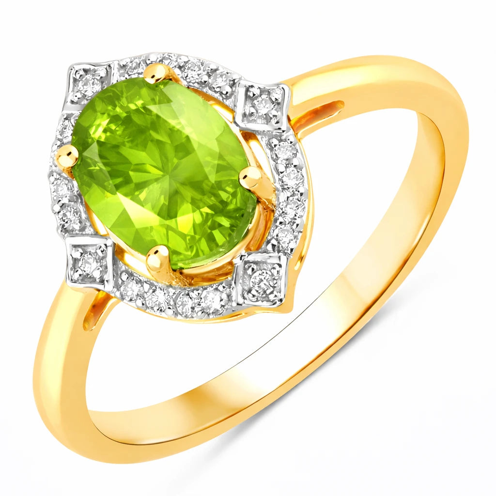 Art Deco Oval Cut Diamond Accent Ring