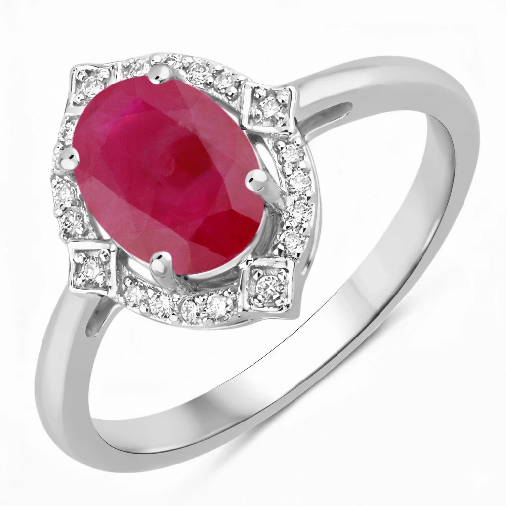 Art Deco Oval Cut Diamond Accent Ring