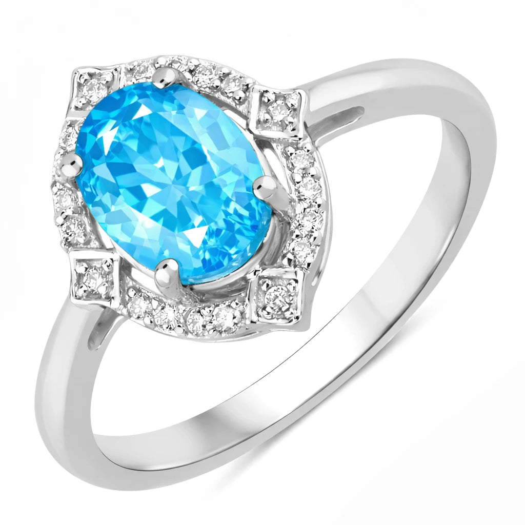 Art Deco Oval Cut Diamond Accent Ring