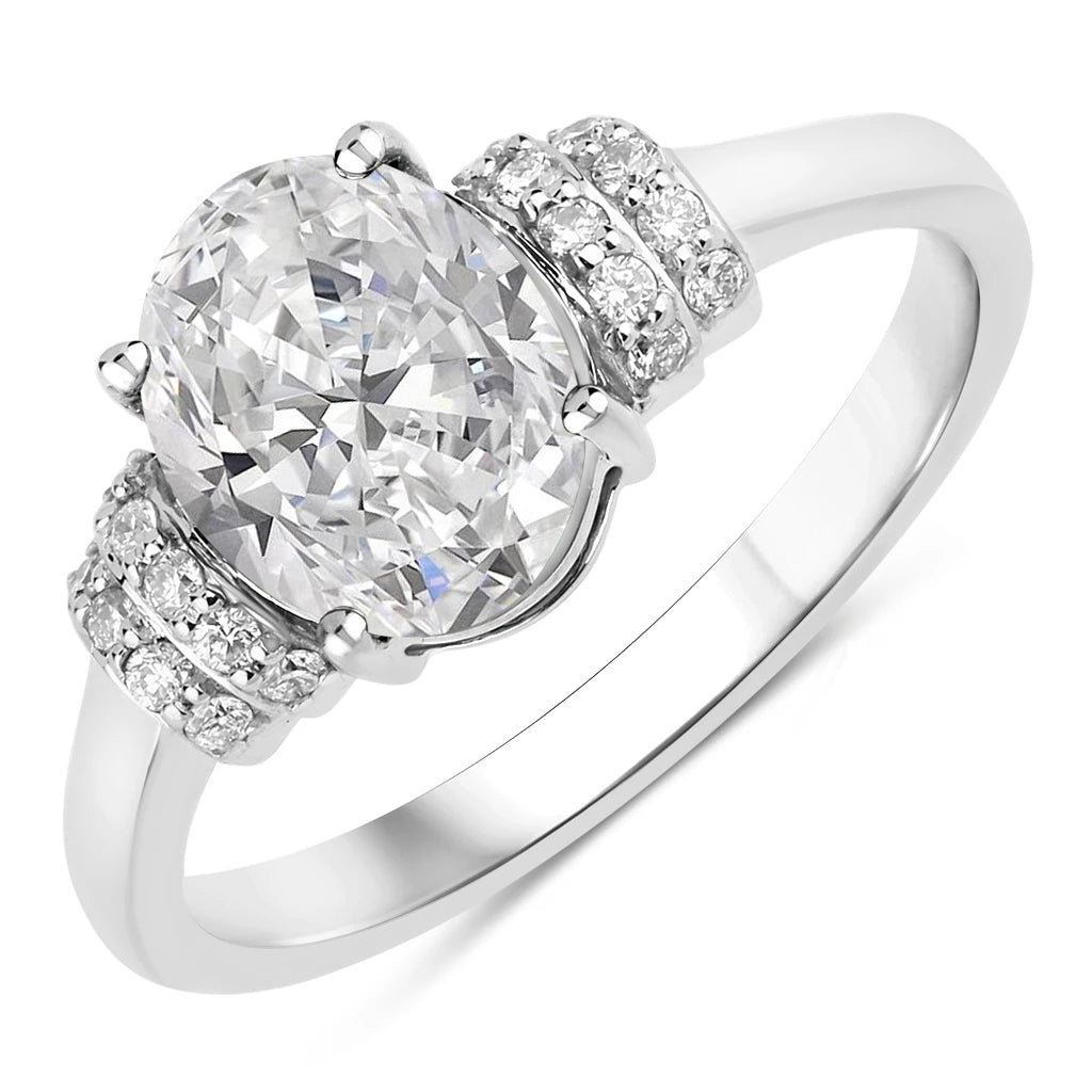 Timeless Oval Cut Diamond Accent Ring