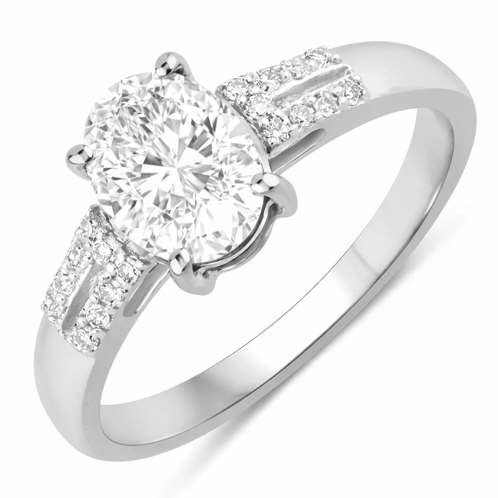 Radiant Oval Cut Diamond Accent Ring