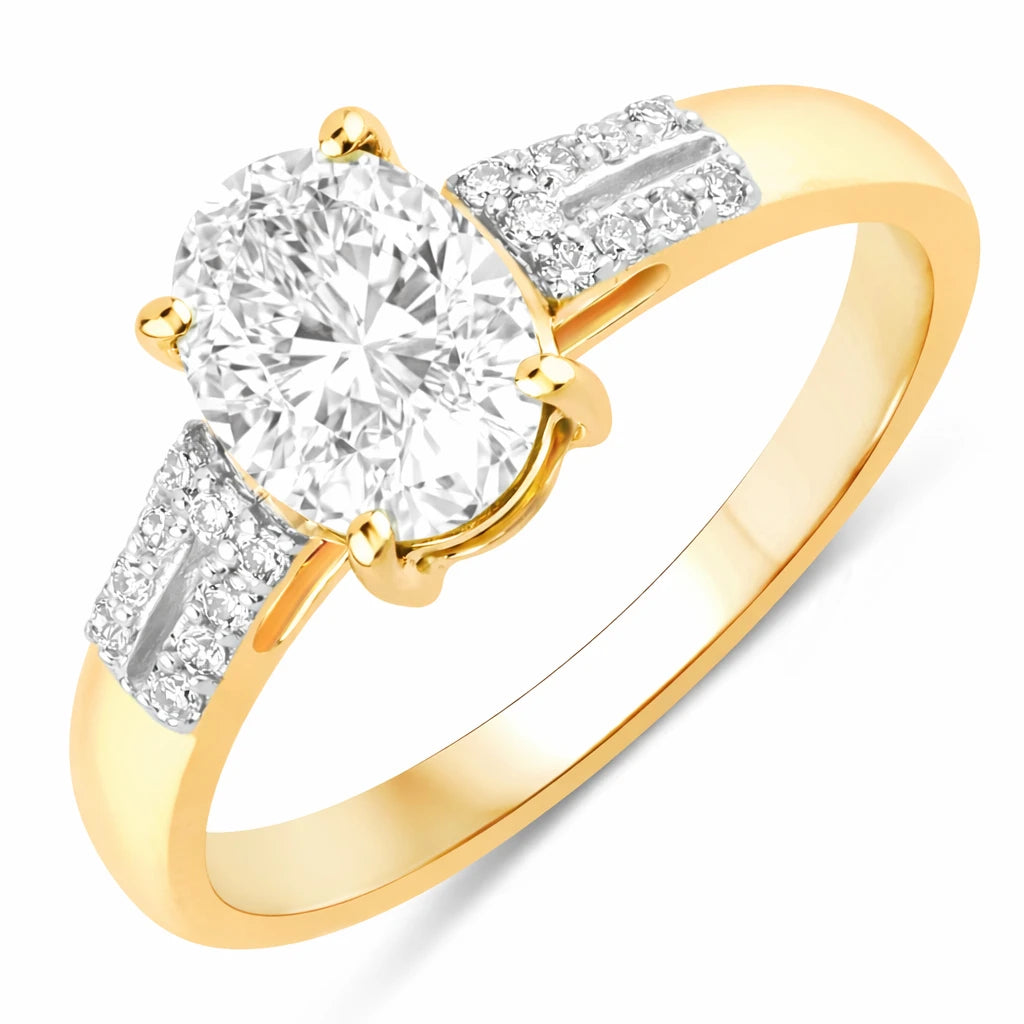 Radiant Oval Cut Diamond Accent Ring