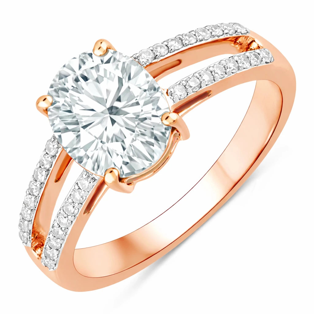 Split‑Shank Oval Cut Diamond Accent Ring
